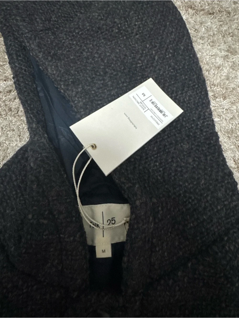 Folk Hooded Car Coat - Navy Brown Texture